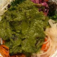 Chimichurri Beef Bowl · Choice of protein, white, multi-grain rice or salad with Thai basil, mint, cilantro, Jalapen...