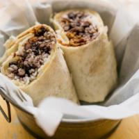 Kid'S Burrito · Black beans with choice of white or multi-grain rice. Black beans contain pork.