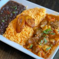 Beef Stew · GLUTEN FREE.Beef stew with carrots and potatoes. Rice. Beans and sweet plantains