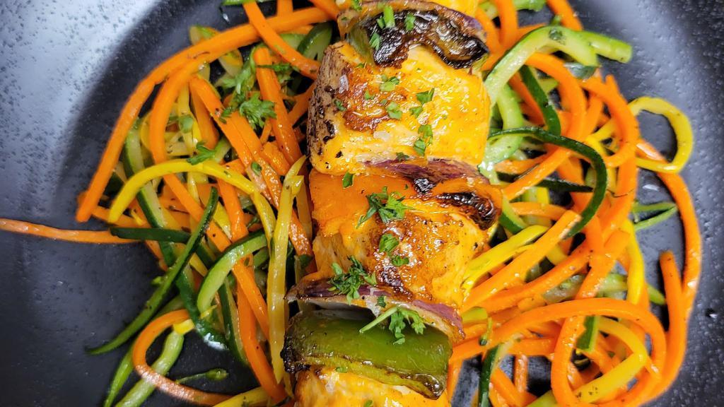 Chicken Shish Kabob · Marinated chicken breast, julienne vegetables.