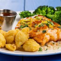 Sweet Chili Salmon · So much flavor! North Atlantic Salmon roasted and topped with a sweet chili sauce and fresh ...