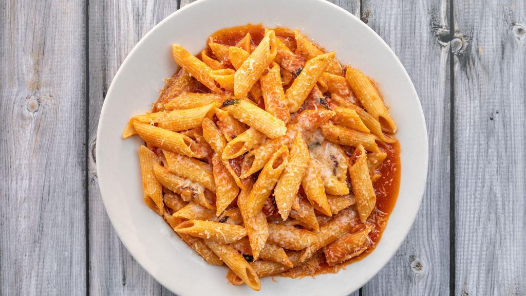 Marinara Sauce Pasta · Fresh garlic and basil in tomato sauce.Topped with Parmesan.