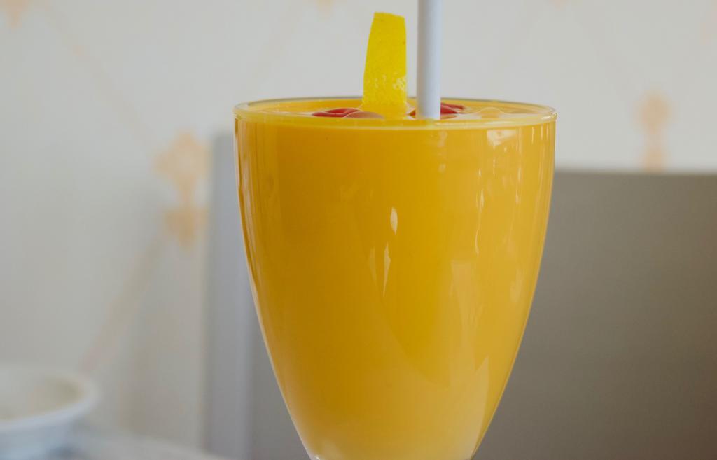 Mango Lassi · Mango flavor yogurt shake.