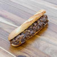 Bbq Steak · Thinly sliced grilled steak ,Bbq sauce ,grilled onions on baguette
