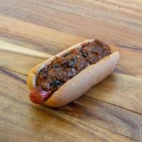 Chili Dog · All beef hot dog topped with chili on toasted bun