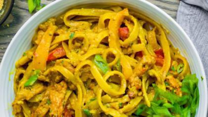 Vegetarian Rasta Pasta · creamy pasta stirred in peppers and spices