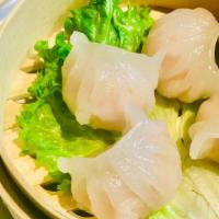 Crystal Dumplings · oriental shrimp dumpling with clear rice skin