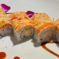 Snow White Roll · Spicy. Rock shrimp tempura top with spicy lobster and spicy kani in spicy creamy sauce.