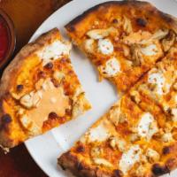 Buffalo Chicken · Grilled chicken with fresh mozzarella, buffalo sauce and blue cheese drizzle.