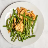 Chicken With String Bean · Served with white rice or pork fried rice or brown rice and egg roll.