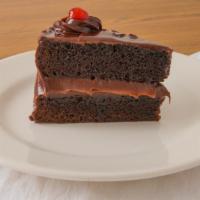 Fudge Cake · Chocolate sponge cake with thick fudge layer.