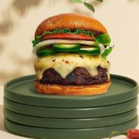 Chilling Fire Burger · Seasoned Beyond Meat patty perfectly cooked to medium, topped with topped with melted vegan ...
