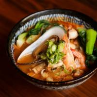 K-Ramen · Mixed seafood (calamari, shrimp, mussel), cabbage, onion, scallion, bok choy, house special ...