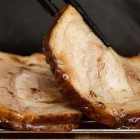 Chashu Pork / 叉烧 (2 Pieces) · Pork belly that is braised or simmered in a sweet and salty marinate, torched heated then se...