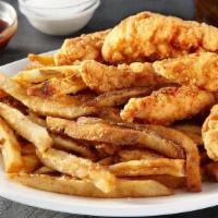 Regular Tender Combo · Six piece tenders, two dips, choice of spuds and 20 oz soda.