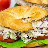 Roasted Chicken Salad · Oven roasted chicken tossed with mayonnaise, celery, and a bit of salt and pepper. Served on...
