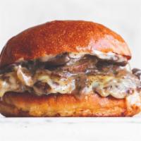 Maple Shroom Burger · Beef, Sautéed Mushrooms and Onions, Swiss Cheese, Maple Syrup Aioli