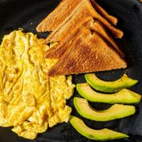 Mike'S Breakfast · Two eggs and two egg whites scrambled, avocado with a side of wheat toast.