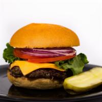 Angus Cheeseburger · Lettuce, tomato, red onion, and pickles and American cheese. Served on a brioche bun. Cooked...