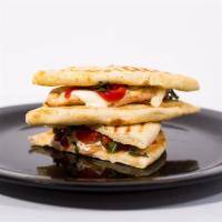 Fresh Mozz Rrp Panini · Grilled chicken, roasted red peppers, fresh basil, fresh mozzarella, side of balsamic.