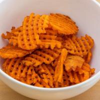 Waffle Cut Sweet Potato Fries · Fried to perfection. Lightly salted.