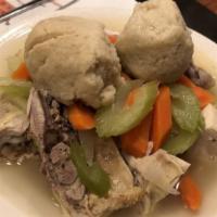 Chicken In The Pot · With noodles, matzo balls and fresh vegetables.
