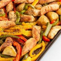 Sausage & Peppers · Hearty sausage and tender peppers and served with side dish of choice.