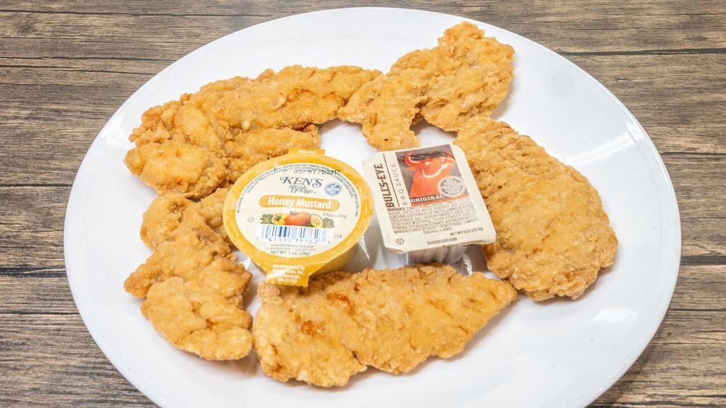 Chicken Tenders (4) · Served with honey mustard or BBQ Sauce.