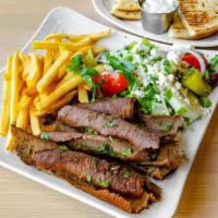 Gyro Platter · your choice of gyro meat served with a potato, greek salad, pita and tzatziki sauce