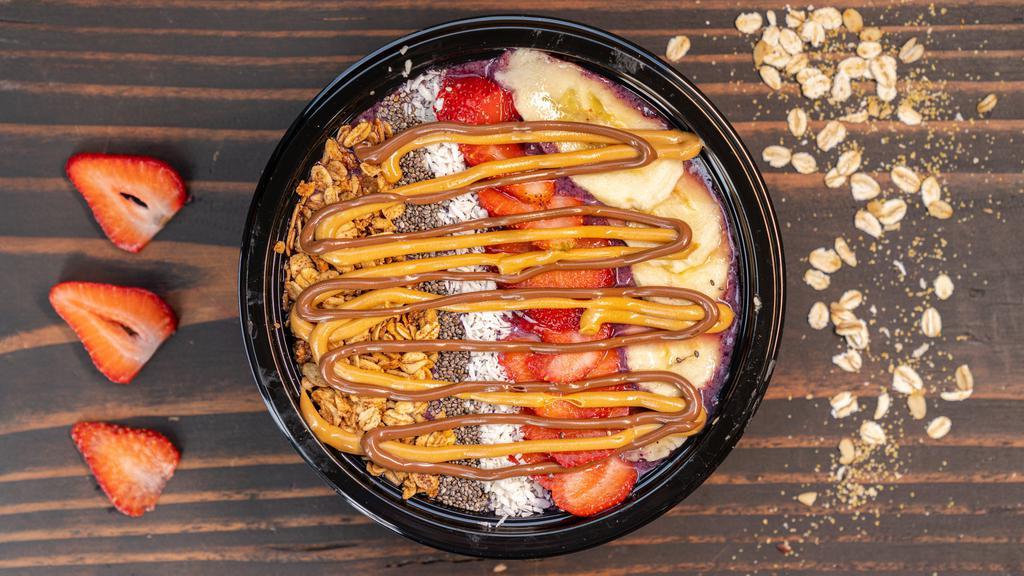 Super Antioxidant Bowl · 460 cal. Mixed berries & açaí blended with yogurt & topped with banana, coconut, peanut butter, hemp seeds & a drizzle of honey