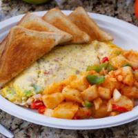 Western Omelet · Ham, onion, green and red pepper, swiss cheese.