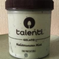 Talenti Gelato - Mediterranean Mint Ice Cream · Creamy, Talenti gelato - Mediterranean mint flavored ice cream.