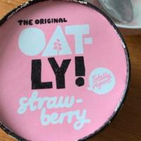 Oatly Strawberry Ice Cream · Creamy, Oatly strawberry flavored ice cream.