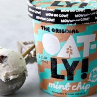 Oatly Mint Chip Ice Cream · Creamy, Oatly mint chip flavored ice cream.