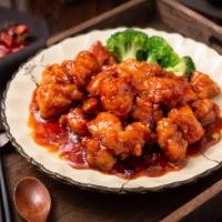 General Tso'S Chicken · Deep fried chunk white meat and a few steamed broccoli w. Sweet sour spicy sauce. Spicy.