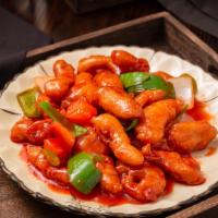  Sweet And Sour Chicken · Deep fried chunk white meat and onion, snow peas, pineapple, carrot w. Sweet sour sauce (sep...