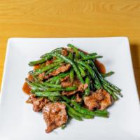 Beef With String Beans · Sauteed beef and string beans w. Brown sauce.