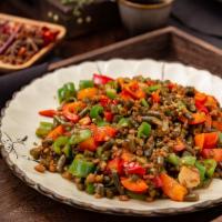 Sauteed Sour String Beans With Minced Pork（酸豆角肉末） · Sauteed sour string beans and spicy green pepper, minced pork w. Fresh garlic and ginger. Ev...