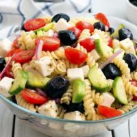 Italian Pasta Salad · Italian styled salad with tri color fusilli with meat and cheese.