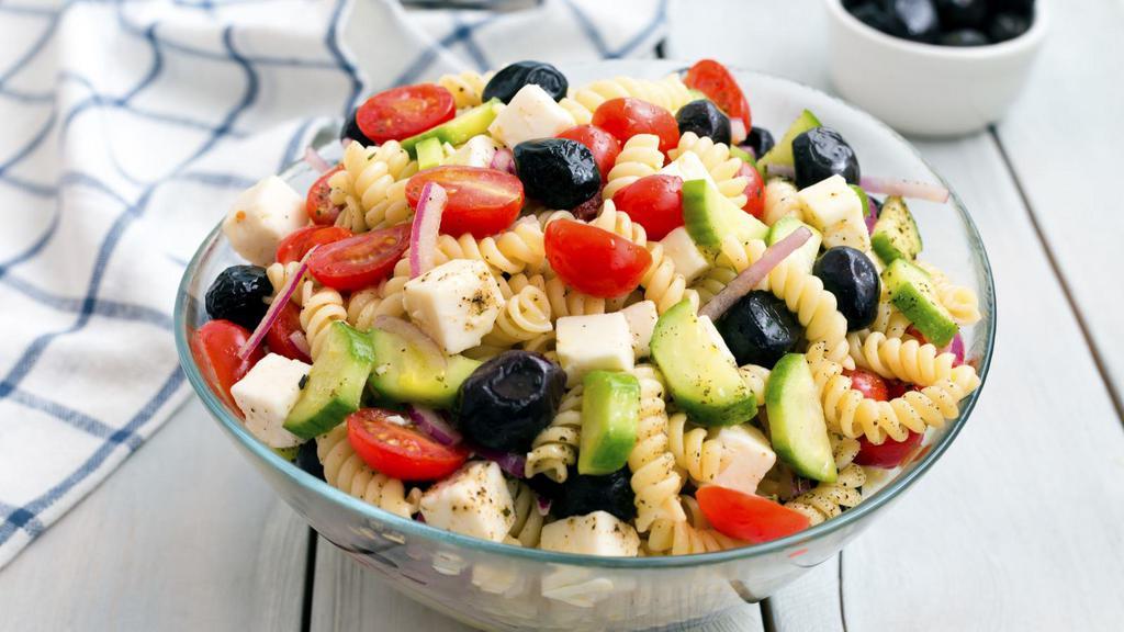 Italian Pasta Salad · Italian styled salad with tri color fusilli with meat and cheese.