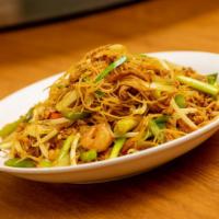 Singapore Rice Noodle · Spicy. Rice noodles stir-fried with shredded char siu, vegetables, shrimp and bean sprouts w...