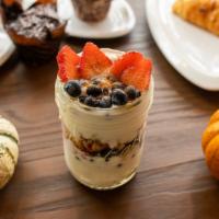 Yogurt Parfait · layers of vanilla greek yogurt, granola, fruit and raw organic honey