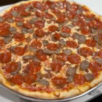 Meat Lovers · Cheese, sausage, pepperoni and crumbled bacon.