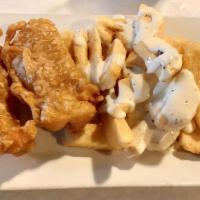 Fish And Chips · Beer battered cod golden fried, served with French fries and tartar sauce.