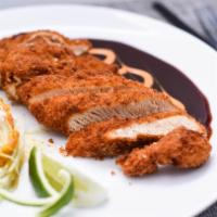 Chicken Katsu · Panko breaded chicken breast with Japanese BBQ sauce and chipotle mayo.
