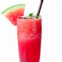 Watermelon Bliss Smoothie · A creamy blend of fresh watermelon juice, strawberries, and soy milk.