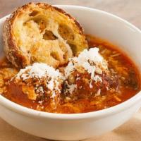 Beef & Pork Meatballs · braised beef & pork meatballs in tomato sauce and parmesan croutons
