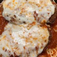 Chicken Parmigiana Dinner · Golden fried chicken cutlets with tomato sauce with melted mozzarella, served your choice of...