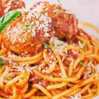 Traditional Spaghetti And Meatballs · Simple and delicious classic with beef meatballs and tomato sauce.