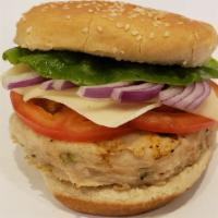 Fish Burger · Homemade basa fish burger on hamburger bun